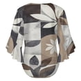 thumbnail image 6 of Abstract Floral Geometric Design Women's V-Neck Blouse With 3/4 Ruffled Bell Sleeves Casual Top Ladies Blouses, 6 of 7