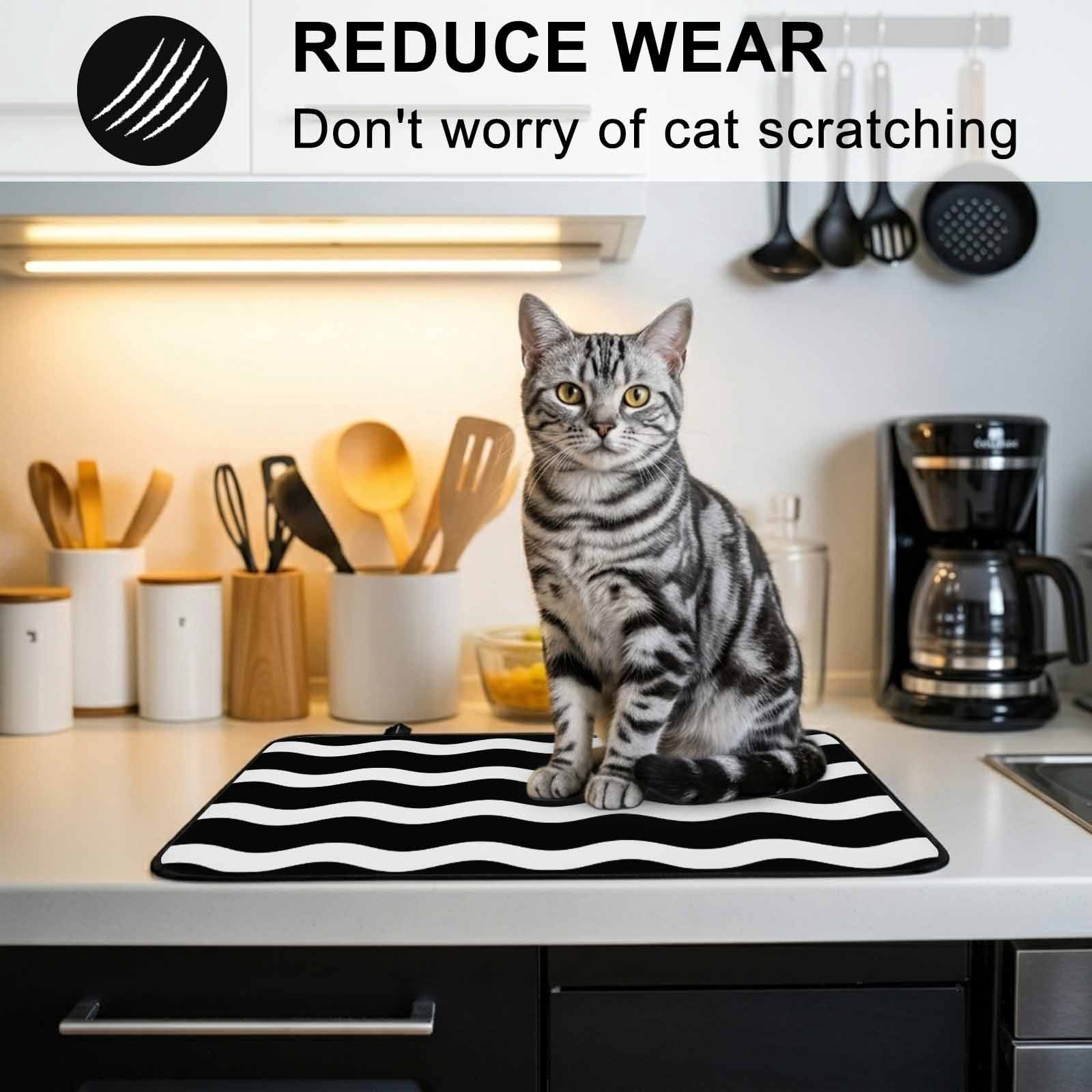 Black Ripple Stove Top Cover for Electric Stove, Heat-proof & Non Slip Glass Top Stove Cover Protector, Simple Black White Waves Aesthetics Kitchen Flat Cooktop Rubber Mat 28.5x20.5 Inches