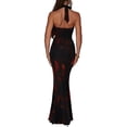 thumbnail image 5 of Coduop Women Long Bodycon Dress Print Cowl Neck Tie-Up Halter Neck Sleeveless Backless Party Dress, 5 of 9