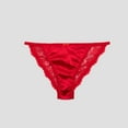 thumbnail image 2 of YDFCWXW Women's Sexy Lace Satin Bikini Panties, Low Rise Hipster Cheeky Underwear Silky Lace Briefs Red, L, 2 of 3