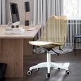 thumbnail image 3 of Office Desk Chair Transparent Back Chair Armless Swivel Computer Chair with Wheels for Living Room Bedroom Office Brown, 3 of 5