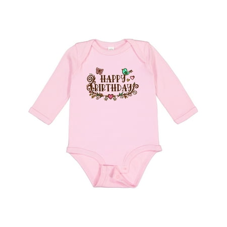 

Inktastic Pretty Paisley Happy Birthday Boys or Girls Long Sleeve Baby Bodysuit