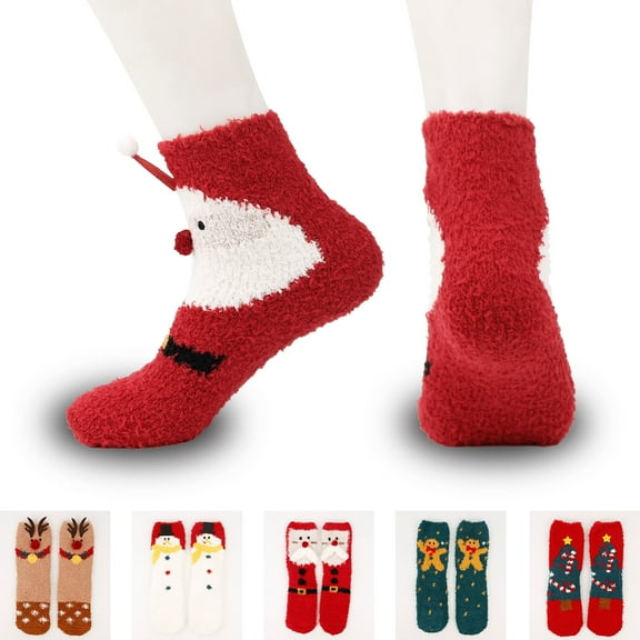 Yoyauz Loose Christmas plush socks for adult women and men as gifts, fluffy holiday winter socks for both men and women