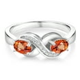 thumbnail image 2 of Gem Stone King 1.21 Ct Oval Orange Sapphire White Created Sapphire 925 Sterling Silver Ring, 2 of 5