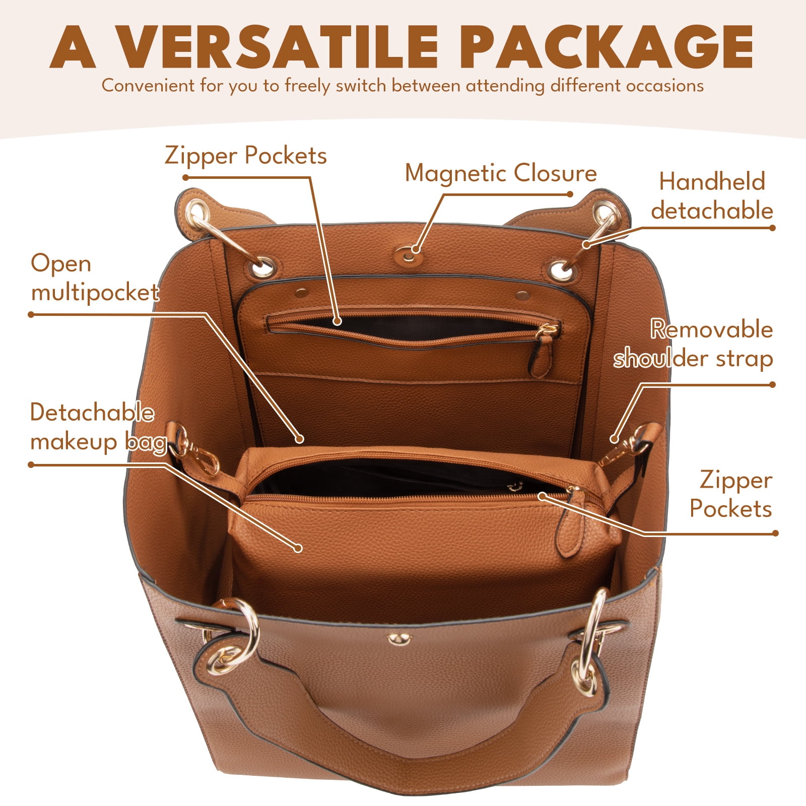 Gmdisc Large Work Tote Bag for Women, Leather Purses Satchel and Casual Handbags Bucket Bags Ladies Travel Crossbody Bags