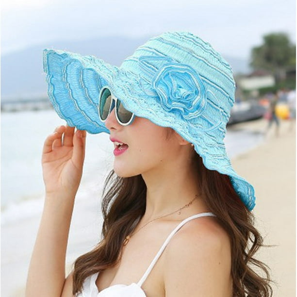 Bangcool Womens Sun Straw Hat Wide Brim Summer Hat Foldable Roll Up Floppy Beach Hats For Women Other One Size