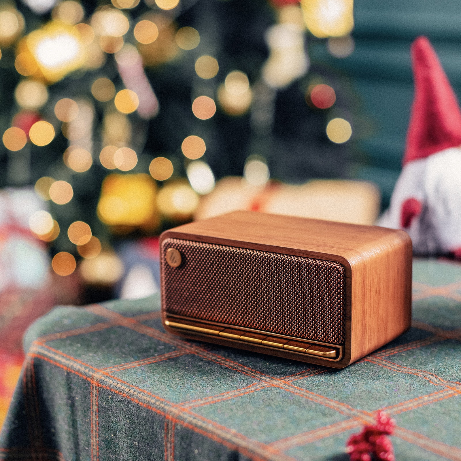 Edifier MP230 Portable Bluetooth Speaker, Wireless Speaker with Stereo Sound for Outdoor Travel, 10-Hour Playtime, Supports USB Soundcard/Micro SD, 20W RMS - Classic Wooden