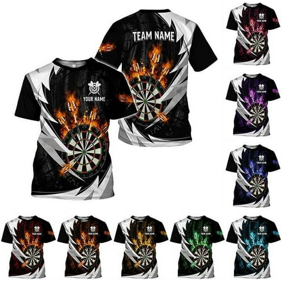 Personalized 3D Dart Shirt for Teams - Custom Name Funny Dartboard Design Ideal Gift for Dart Players American Flag (Orange, S)