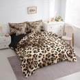 thumbnail image 3 of Manfei Leopard Cheetah Print Bedding Comforter Set 7pcs for Adult, Brown Polkadots Art Queen Bedding Sets, Fashion Wildlife Reversible Queen Sheet Sets, Luxury Bedroom Decor, 3 of 7