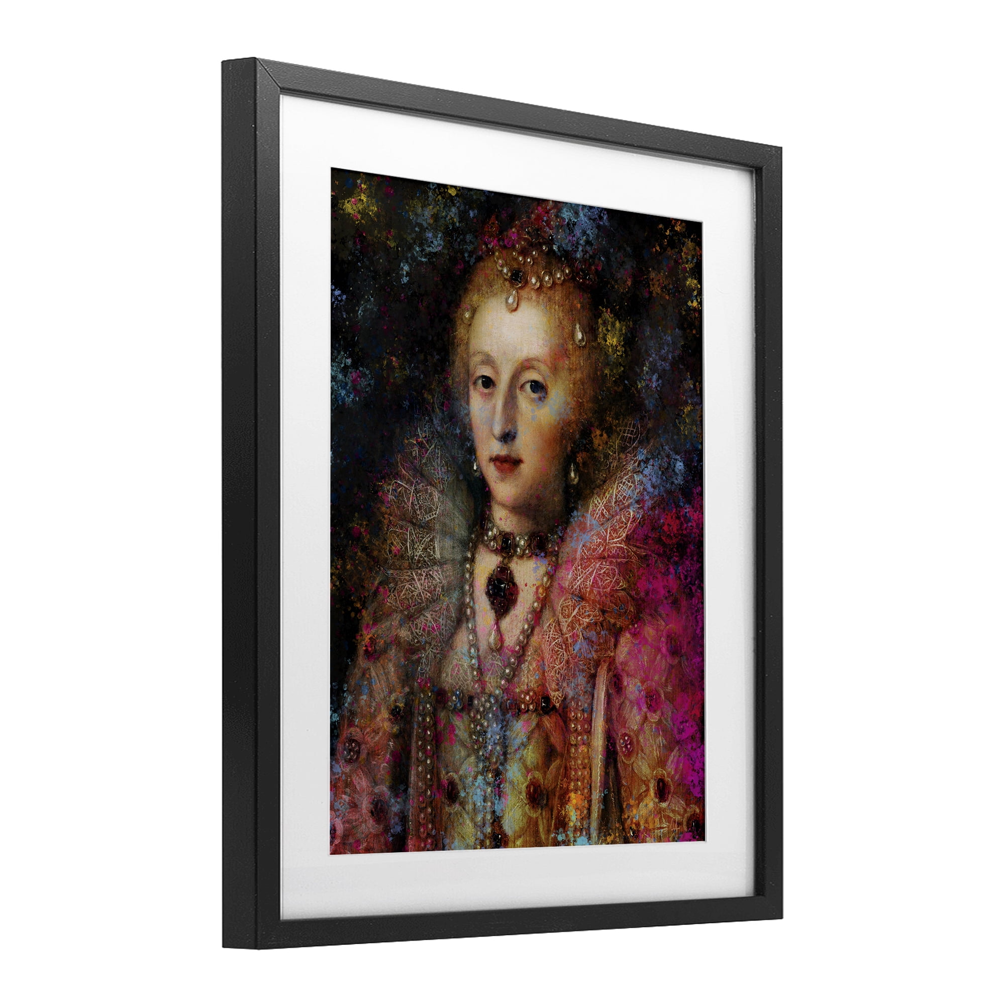 Stupell Industries Dappled Royalty Renaissance Portrait Black Framed Print Under Glass, design by Sarah Adams
