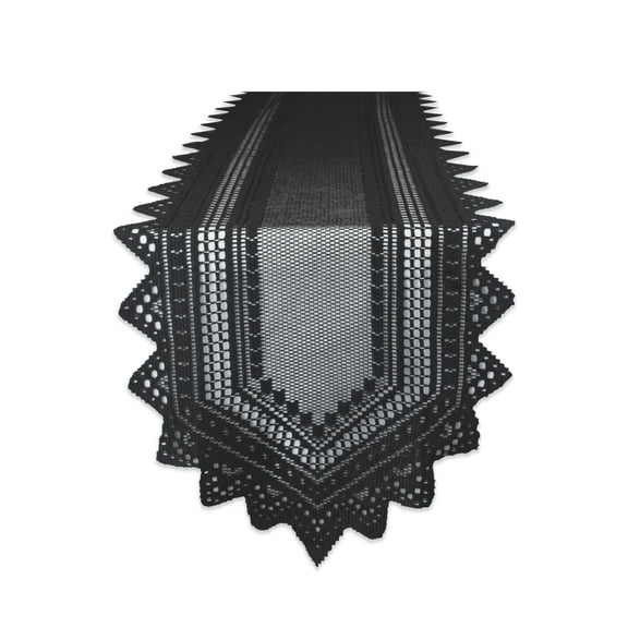 DII Black Nordic Lace Table Runner 14x72