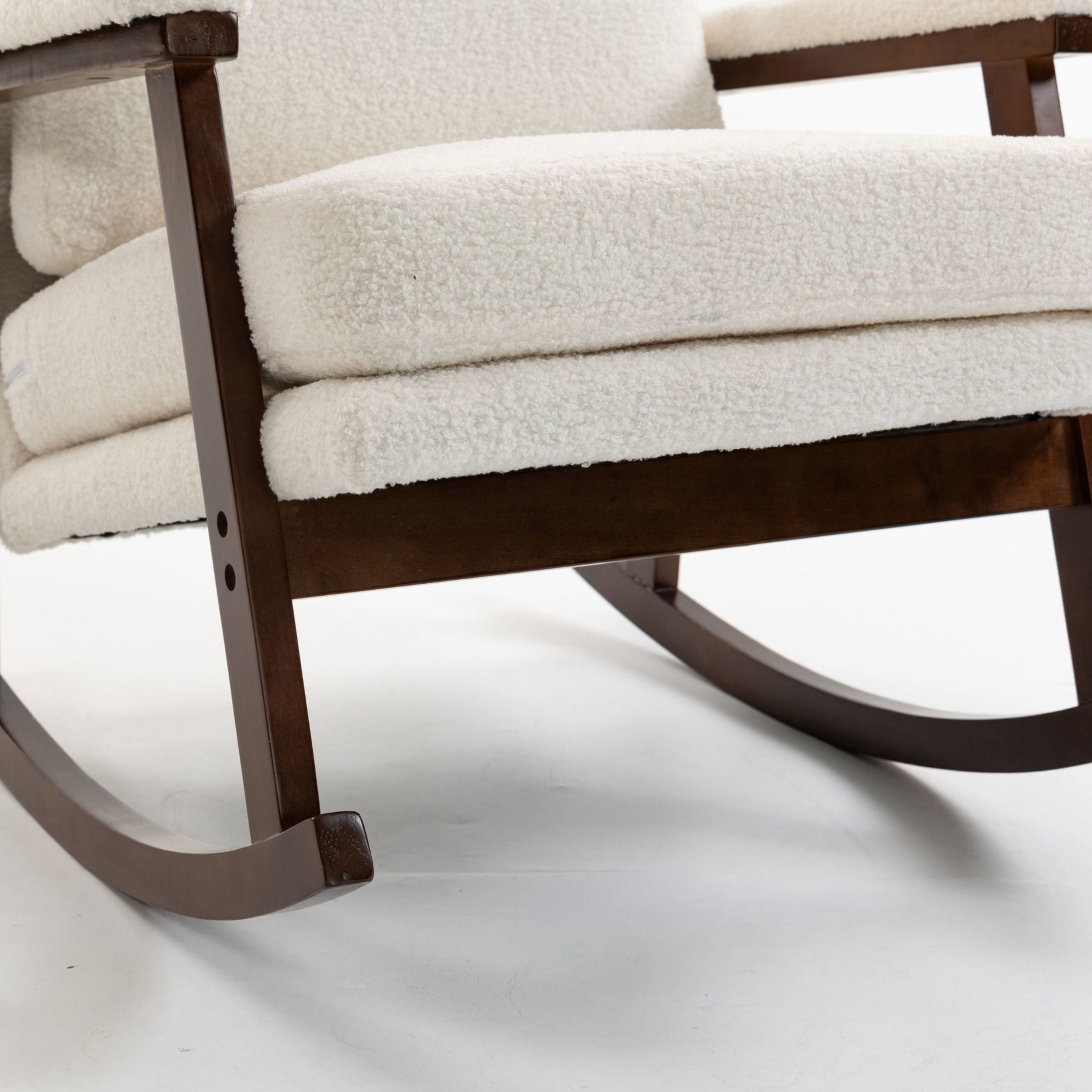 GDF Studio Enisa Mid-Century Modern Solid Wood Rocking Accent Chair, Reading Armchair for Bedroom, Living Room, Antique White