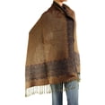 thumbnail image 2 of Falari Women's Pashmina Shawl Wrap Border Pattern Double Layered Scarf Navy, 2 of 4