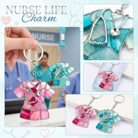Nurse Uniform Key Chain Premium Clear Acrylic Nurse Scrub Top Keychain Charm Fashion Handbag Car Key Accessory for Nurse Graduation Gift