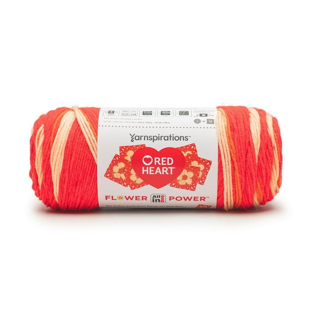 Red Heart® All In One Flower Power™ Fil acrylique peigné n° 4 (moyen), 8,8 oz/250 g, 417 yards