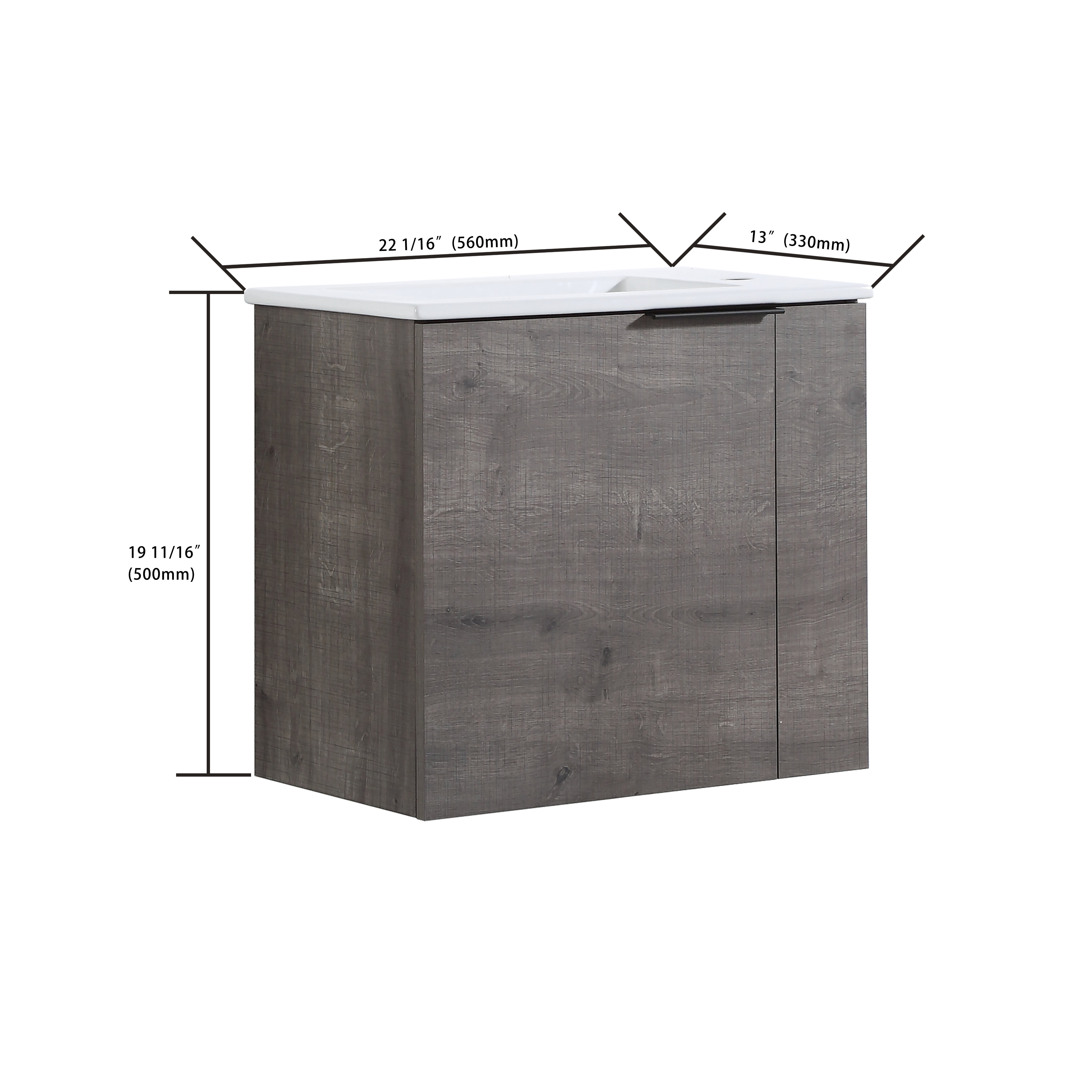 Miniyam 22" Bathroom Vanity Sink Combo for Small Space, Wall Mounted Cabinet Set, Gray
