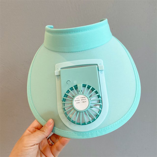 Sombrero de verano para niños con ventilador, gorra con visera ancha recargable por USB para viajes, playa, azul YUNYI BRAND Deportes