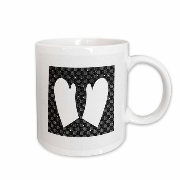 3drose, Mittens on Squares, White and Black, 11oz Mug