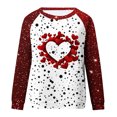 thumbnail image 4 of Penkiiy Ladies Round Neck Casual Tshirt Fashion Long Sleeve Cute Tops Valentine's Day Trendy Plus Size Love Heart Printed Blouse 2XL Red, 4 of 5