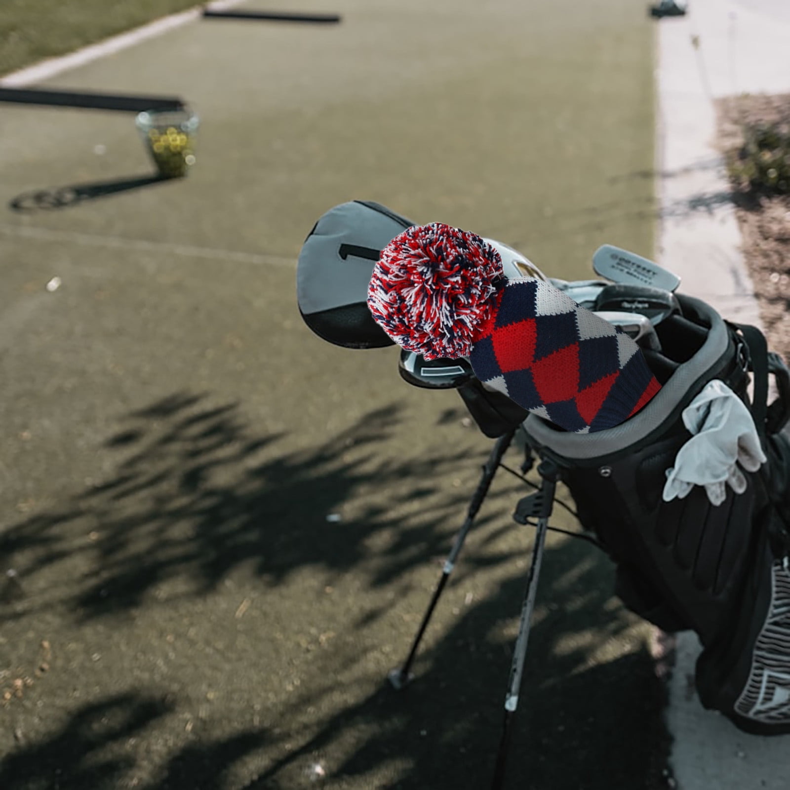 Golf Club Head Covers Set of 3 - Knitted Pom Pom Driver, Fairway & Hybrid Covers - Fits Clubs with Rotating Number Tags - Unisex for Men & Women