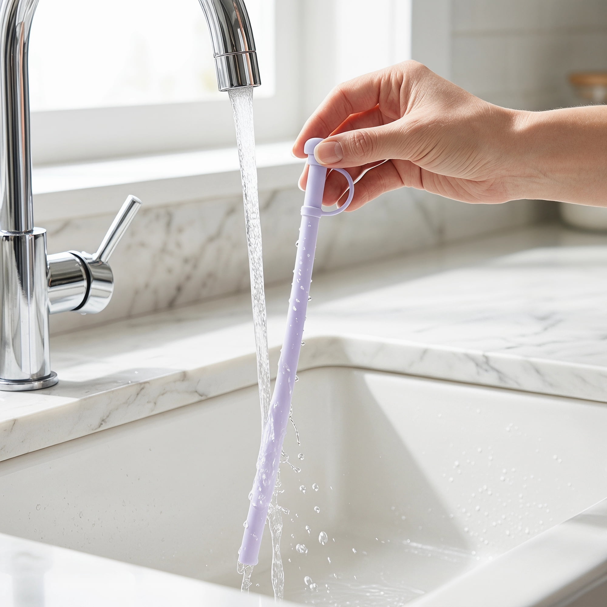 Unique Bargains 8Pcs Reusable Durable Silicone Dishwasher Safe Straws Light Purple