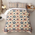 thumbnail image 2 of Manfei Grunge American Flag Quilt King,Red Navy Stars King Coverlet Set,3pcs, 2 of 7