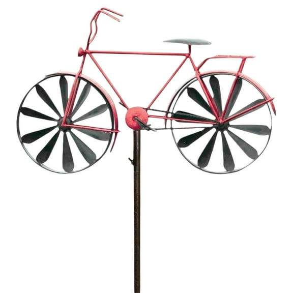 Wind Spinner Vintage Style Metal Iron Garden Decoration Outdoor Red Bike Wind Spinner for Garden and Yard