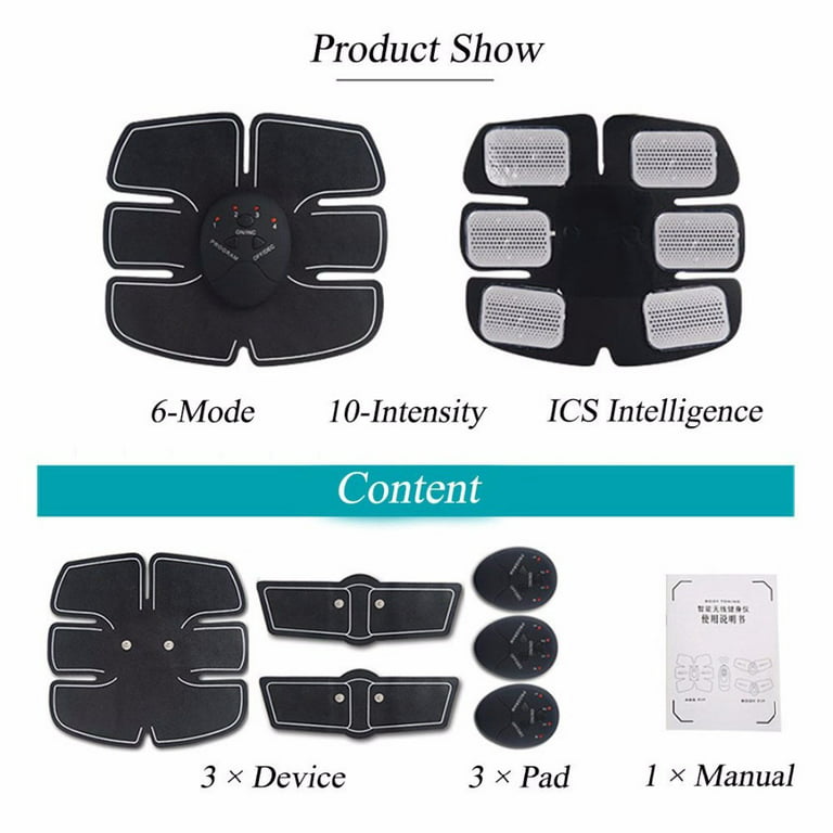 Abdominal Muscle Toner Rechargeable ABS Stimulator, Portable Wireless  Muscle Trainer for Men Women,6 Modes with 10 Levels Intelligent EMS Home  Office
