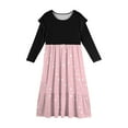 thumbnail image 5 of Abcomgle Girls Maxi Dresses 7-8 Casual Patchwork Ruffle Long Sleeve Maxi Dress Polka Dot Crew Neck Sundresses Tiered Dresses with Pockets,9-10 Years Pink, 5 of 5