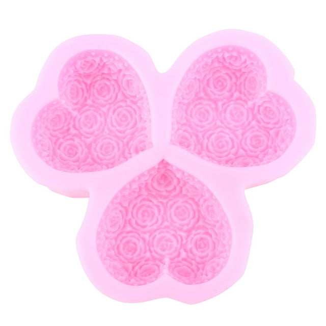 Molde de silicona en forma de corazón 3D de 3 cavidades, herramienta de moldes DIY para hornear pasteles y Fondant