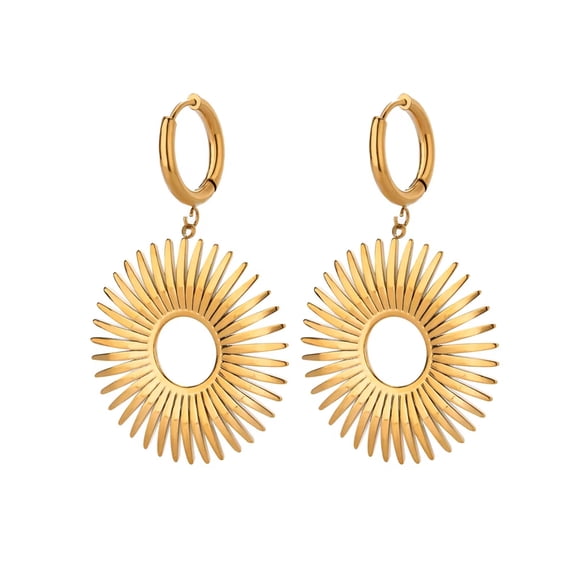 NICKSUN 18K Gold Plated Statement Earrings For Women, Circular Hollow Flowers Earring Large Stud Earrings Hypoallergenic Stud