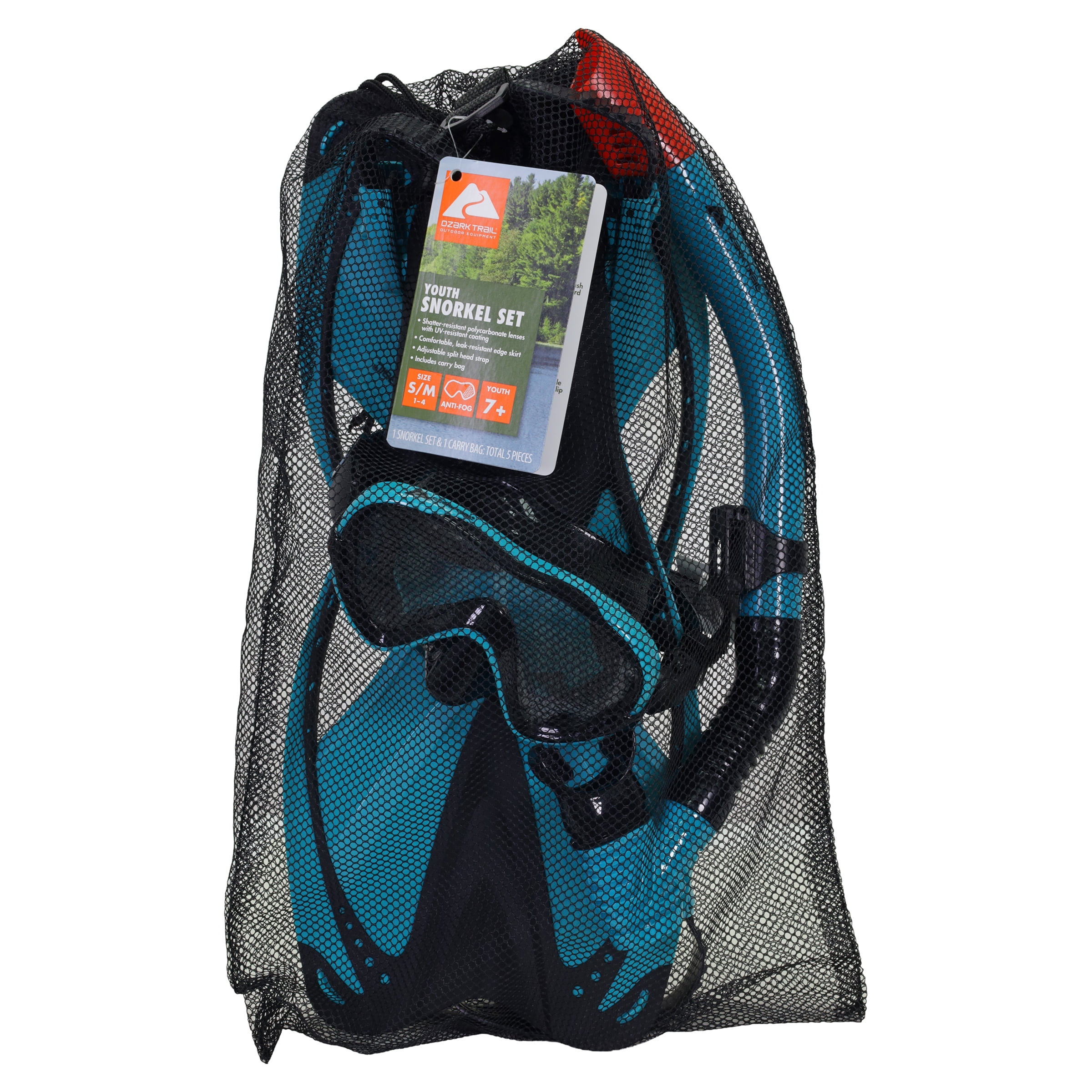 Ozark Trail Youth Snorkel Set with Splash Guard and Shatter-Resistant Lenses