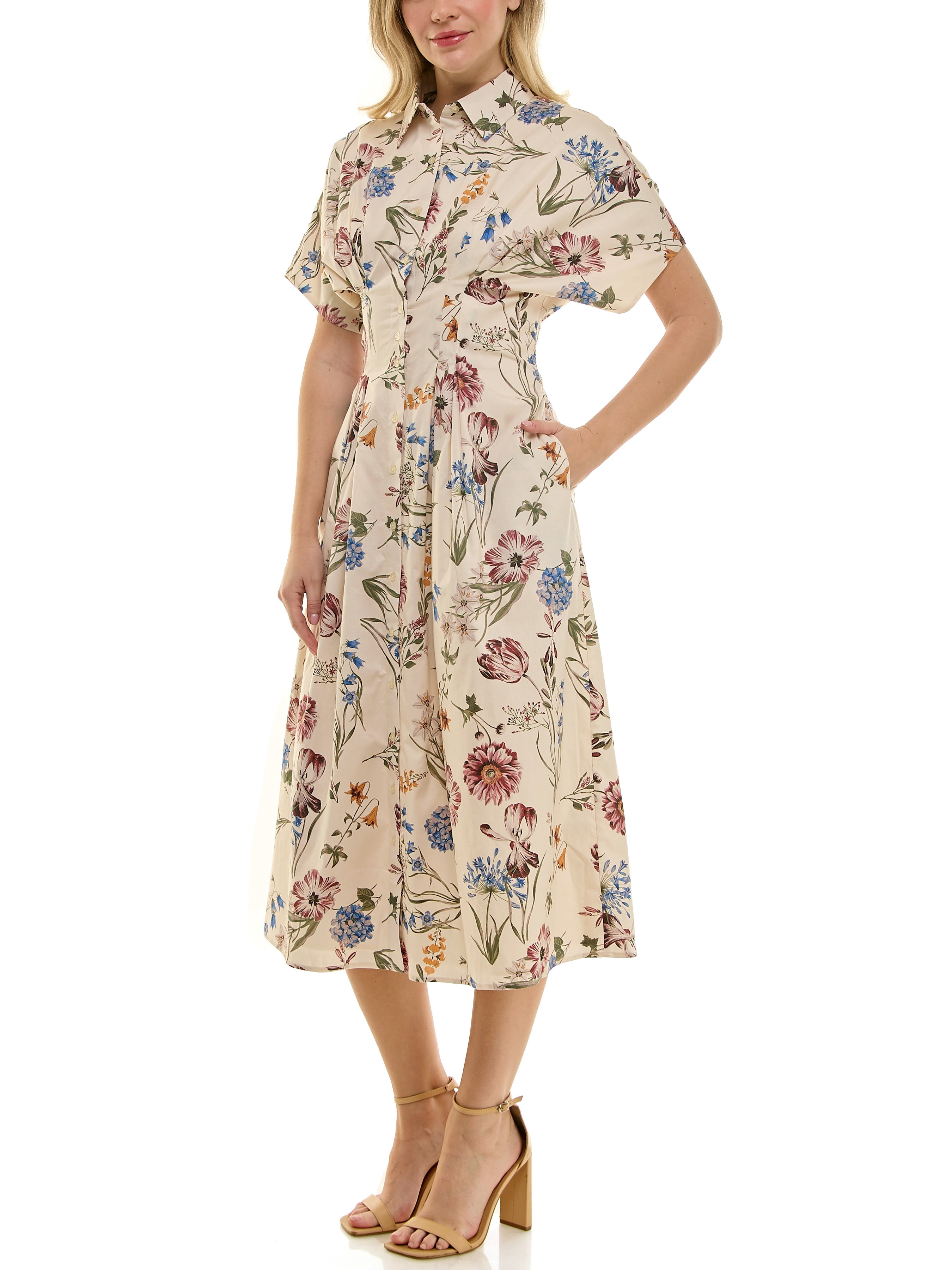 Nicole Miller Pintuck Waist Shirtdress, Sizes 4-16