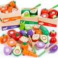 thumbnail image 1 of Juego de comida de madera WOODMAM para niños pequeños, juguete para cortar, 1 of 7
