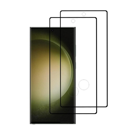 PAPAUTOP [2 Pcs] Black Full Coverage Easy Installation Tempered Glass Screen Protector for Samsung Galaxy S23 Ultra 5G 2023
