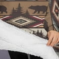 thumbnail image 3 of Oversized Wearable Blanket Hoodie,Brown Geometric and Bear Pattern Sherpa Blanket Hoodie with Super Pockets,Super Warm Fuzzy Pullover for Women & Men, 3 of 6