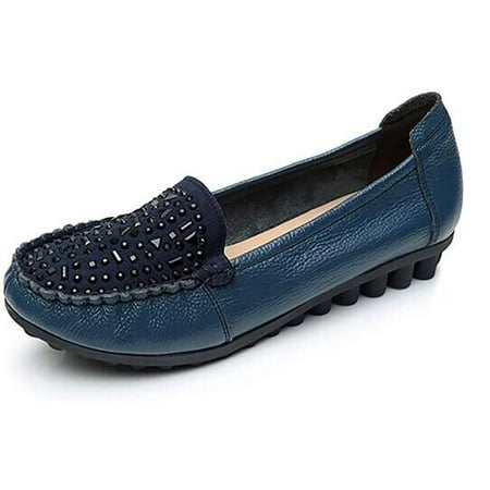 

Women s Slip On Loafers Rhinestone Walking Flats Shoe Casual Driving Shoes Size 8