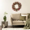 thumbnail image 6 of Unique Bargains Boxwood Wreaths for Front Door Fall Decorations Farmhouse Wreaths Rose Red, 6 of 7