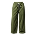 thumbnail image 4 of Ltctricy Sweatpants for Women Comfy Wide Leg Pants Drawstring Casual Lounge Trousers with Pockets Fall Trendy Clothes(Army Green,XX-Large), 4 of 7