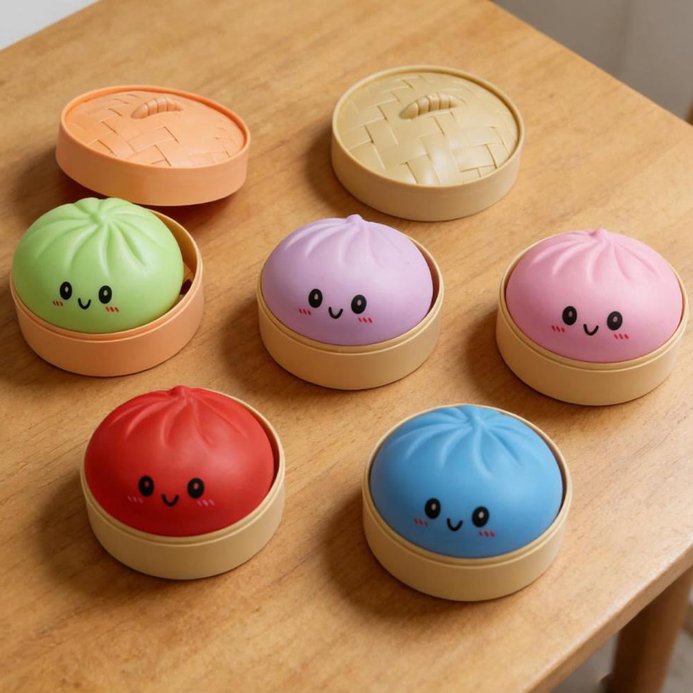 Mystery Steamed Bun Squishies Toy, Cute Stress Relief Fidget, Soft Squeeze Sensory Toy for Anxiety Relief, Random Color Decompression Toy for Adults
