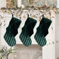 thumbnail image 7 of Dark Green Plush Christmas Stocking with Velvet Bow, Soft Striped Large Xmas Stocking, Fireplace Hanging Decoration for Home Staircase Holiday Decor, 7 of 7