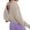 Khaki, variant on Women Loose Fit Cropped Athletic Top ,Back Cross Cutout Long Sleeve Workout Shirt, Lightweight Breathable Sports Pullover