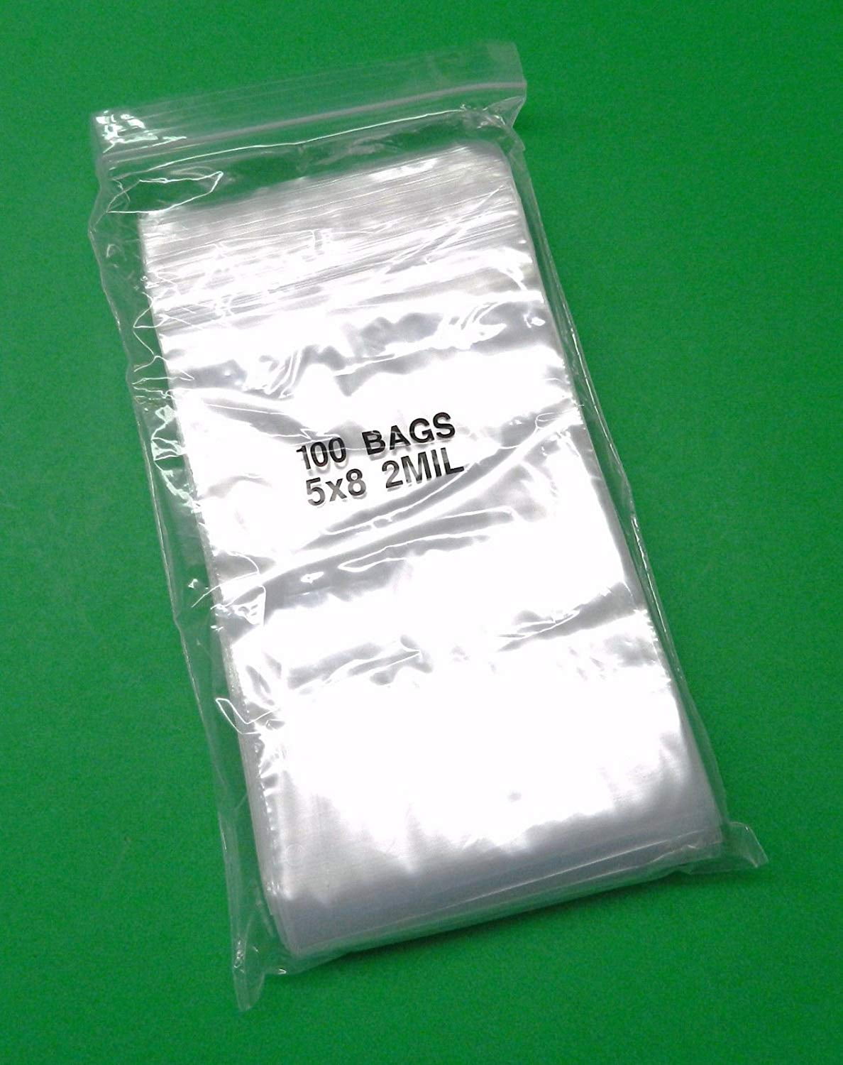 100pc 4" x 8" 2 Mil Clear Plastic Zip Bag Ziplock Bag Reclosable 