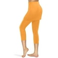 thumbnail image 4 of Labakihah Dresses For Women 2022 Women Tennis Skirted Leggings Pockets Elastic Sports Yoga Capris Skirts Legging Yellow Xxl, 4 of 6