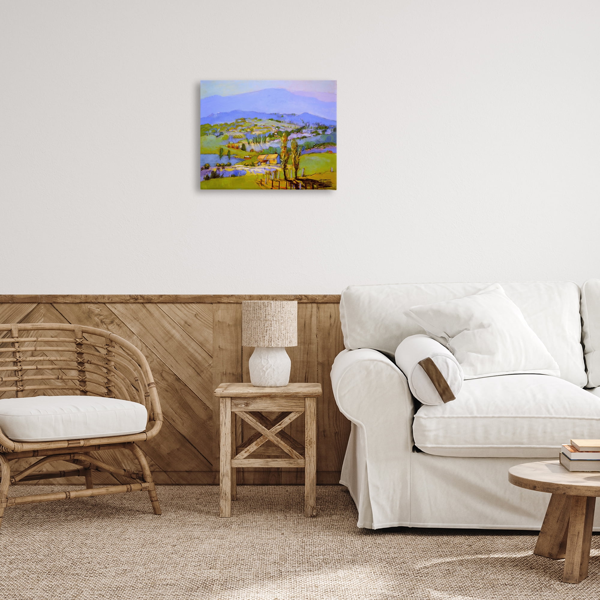 Stupell Industries Classic Countryside Mountains Landscape & Nature Painting Wrapped Canvas Art Print Wall Art, 20 x 16