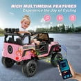 thumbnail image 6 of Farmdex 24V Ride on Toys, Battery Powered Ride on Cars with Remote Control, Electric Ride on Truck Car for Kids, 400W Power Cars Wheels w/ Bluetooth, Music, Seat Belts, Spring Suspension, Pink, 6 of 11