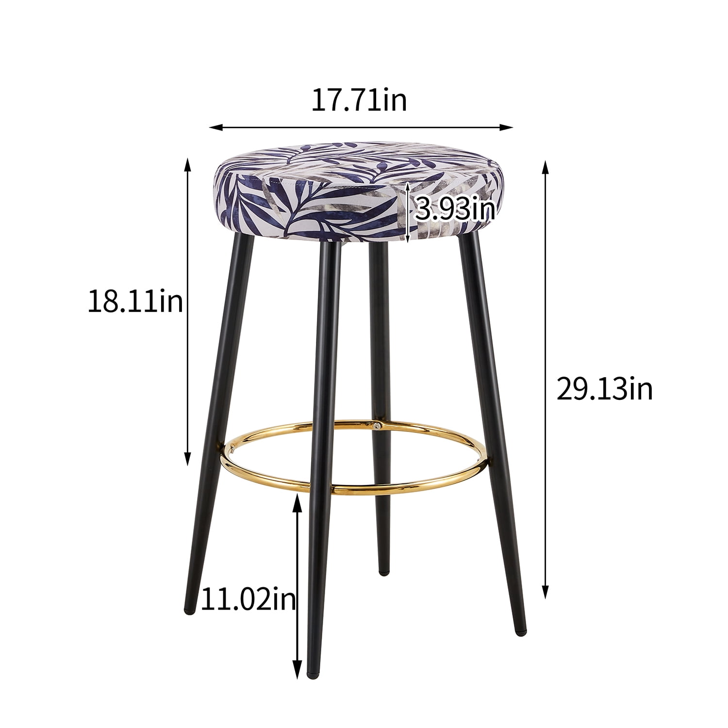 Demi Bonn 30" Counter Height Bar Stools Set of 2, PU Leather Upholstered Barstools, Kitchen Island Countertop Chairs for Dining Room, Silver