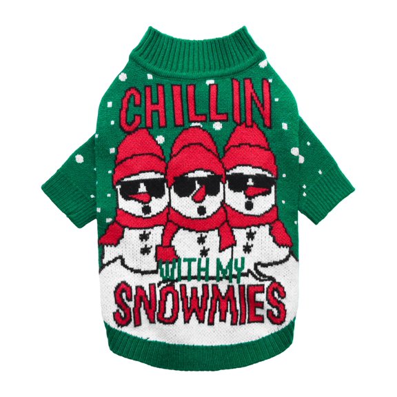 Jersey para perro Fitwarm Chillin with Snowmies Small Green