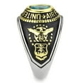 thumbnail image 4 of US Air Force Ring for Men and Women Unisex Stainless Steel Military Patriotic Ring in Black and Gold with Blue Aquamarine Stone Rock, 4 of 10