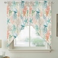 thumbnail image 2 of Teal Red Jellyfish Coastal Swag Valances for Windows, Kitchen Curtains 36 Inch Length 2 Panels Set, Nautical Beach Coral Starfish Short Curtains for Small Windows Rod Pocket Cafe Curtains 28"x36", 2 of 8
